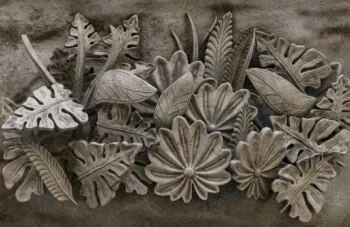 Fototapeta 3D liście rzeźbione w piaskowcu