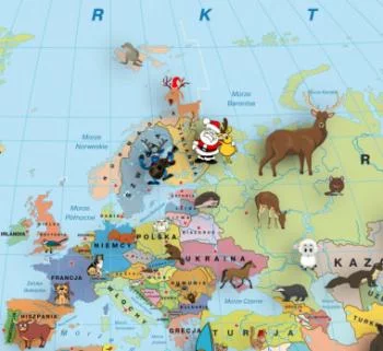 Obraz dla dzieci - mapa świata ze zwierzętami pl - obrazek 3