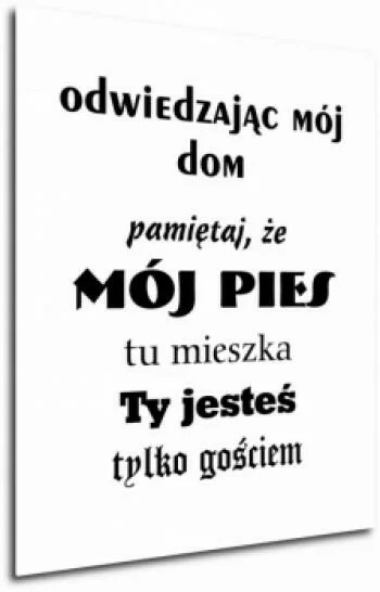 obraz z napisami - mój pies tu mieszka...