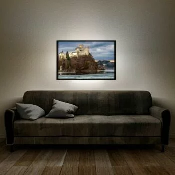Obraz podświetlany LED - zamek nad jeziorem