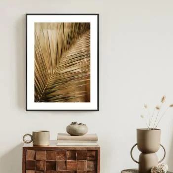 Plakat w ramie - złota palma liście