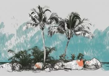 Fototapeta - stylowa wyspa z palmami - obrazek 2