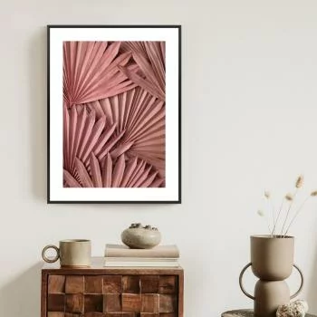 Plakat w ramie - różowe palmowe liście w stylu boho