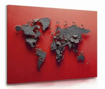 Obraz na płótnie - żwirowa mapa na czerwonym tle