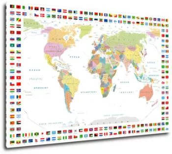 Mapa świata na ścianę po polsku z flagami - obrazek 2