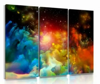 Obraz tryptyk kolorowy kosmos - abstrakcja