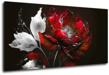Duży obraz 200x100cm - kwiat w czerwieni - obrazek 2