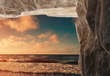 Fototapeta 3D - jaskinia i ocean