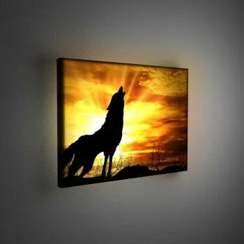 Obraz podświetlany LED - wycie wilka