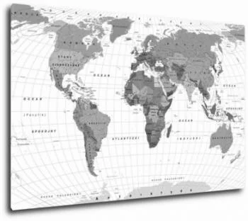 Obraz - mapa świata - czarno-biała