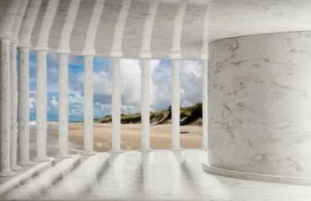 Fototapeta 3D - morze za marmurowymi filarami