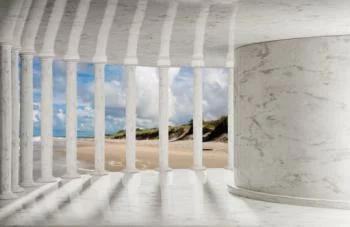 Fototapeta 3D - morze za marmurowymi filarami - obrazek 2