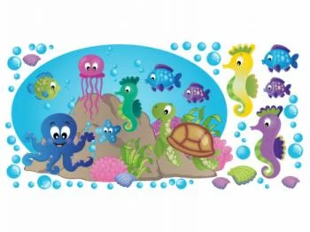 Naklejka na ścianę dla dzieci - morskie zwierzęta