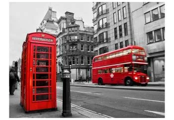 Fototapeta wodoodporna - Londyn: czerwony autobus i budka telefoniczna - obrazek 2