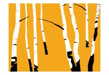 Fototapeta - Birches on the orange background - obrazek 2