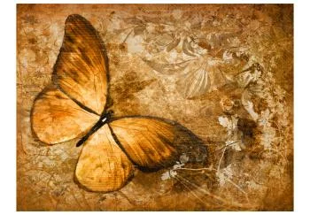 Fototapeta wodoodporna - Świat owadów - piękny motyl na tle deseniu w kwieciste wzory w sepii - obrazek 2
