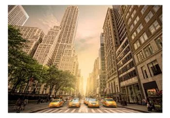 Fototapeta wodoodporna - W cieniu wieżowców - Nowy Jork z przechodniami i samochodami taxi - obrazek 2