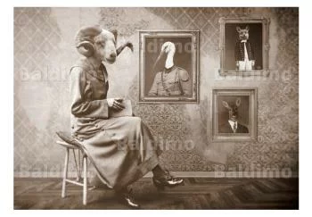 Fototapeta wodoodporna - Abstrakcja w stylu vintage - fantastyczne postacie z głowami zwierząt - obrazek 2