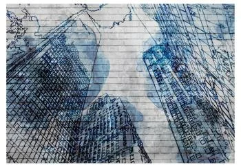 Fototapeta wodoodporna - Street art - mural z architekturą Nowego Jorku i efektem atramentu - obrazek 2