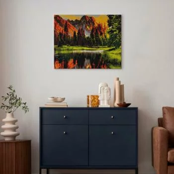 Obraz do samodzielnego malowania - Górska dolina o zachodzie słońca - obrazek 5