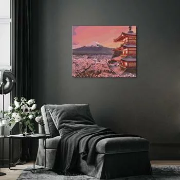 Obraz do samodzielnego malowania - Świątynia na tle Fuji - obrazek 5