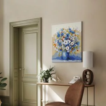 Obraz do samodzielnego malowania - Wazon z bukietem  polnych kwiatów - obrazek 5