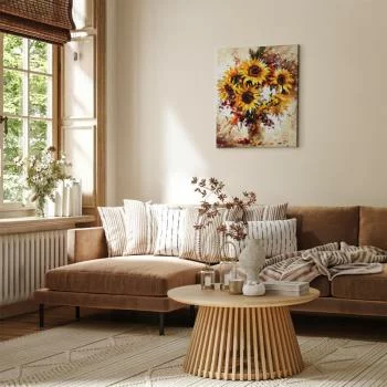 Obraz do samodzielnego malowania - Wazon z bukietem słoneczników - obrazek 5