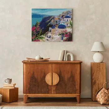 Obraz do samodzielnego malowania - Dachy  Santorini - obrazek 5