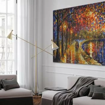 Obraz do samodzielnego malowania - Jesienny spacer w świetle latarni - obrazek 5