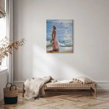 Obraz do samodzielnego malowania - Kobieta zapatrzona w morze - obrazek 5
