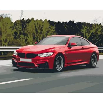 Obraz do samodzielnego malowania - Czerwony samochód - obrazek 2