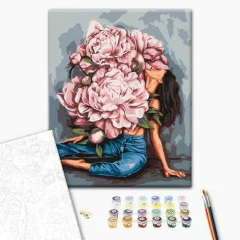 Obraz do samodzielnego malowania - Wielbicielka piwonii