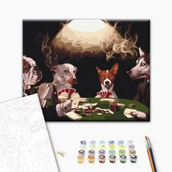 Obraz do samodzielnego malowania - Psi pokerzyści