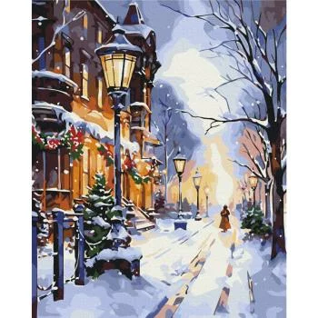 Obraz do samodzielnego malowania - Blask latarni w zimie - obrazek 2