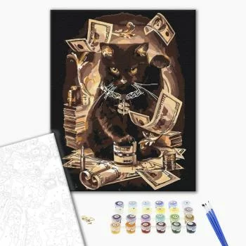 Obraz do samodzielnego malowania - Kot przynoszący fortunę