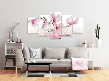 Obraz - Magnolie nad wodą (5-częściowy) szeroki różowy - obrazek 2