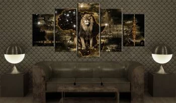 Obraz - Złoty lew (5-częściowy) szeroki - obrazek 2