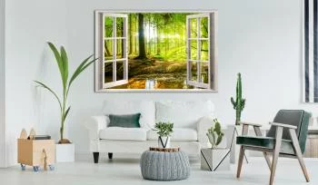 Obraz - Okno: widok na las