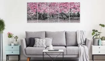 Obraz - Park magnolii (5-częściowy) wąski różowy - obrazek 2