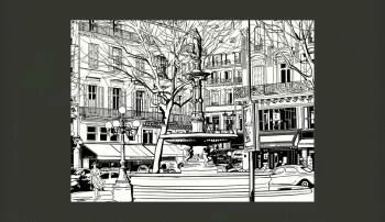 Fototapeta czarno biała - fontanna w Paryżu