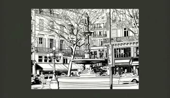 Fototapeta - Sketch of parisian fountain - obrazek 2