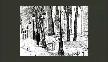 Fototapeta czarno biała - schody w Montmartre - obrazek 2