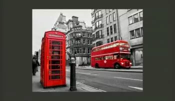 Fototapeta - Londyn: czerwony autobus i budka telefoniczna - obrazek 2