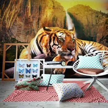 Fototapeta Piękny Tygrys przy Wodospadzie