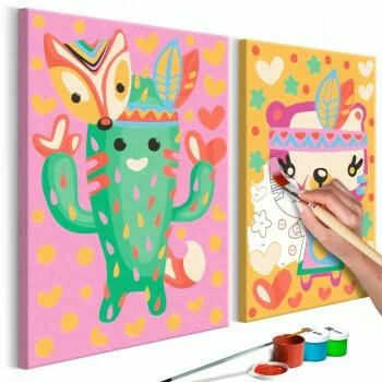 Obraz do samodzielnego malowania - Kaktus i miś
