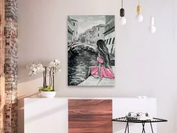 Obraz do samodzielnego malowania - Wenecja (dziewczyna w różowej sukience) - obrazek 2