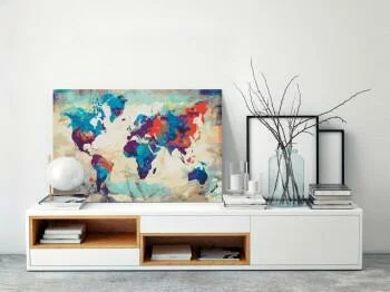 Obraz do samodzielnego malowania - Mapa świata (błękitno-czerwona) - obrazek 2