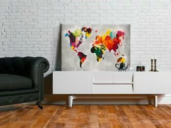 Obraz do samodzielnego malowania - Mapa świata (jaskrawe kolory) - obrazek 2
