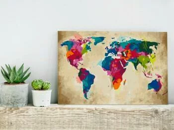 Obraz do samodzielnego malowania - Mapa świata (kolorowa)