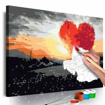 Obraz do samodzielnego malowania - Drzewo w kształcie serca (wschód słońca)